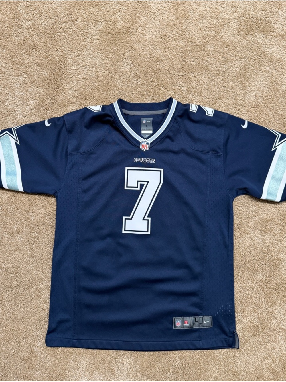 NFL Youth Dallas Cowboys Navy and White #7 Jersey